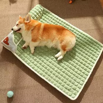 Успокаивающие кровати для собак для маленьких и больших собак, роскошный коврик для собак со съемной подушкой, пенопластовый коврик для домашних животных, мягкие спальные кровати M коричневый