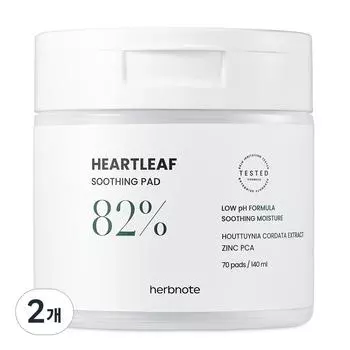 Успокаивающие подушечки Herb Note Houttuynia cordata, 70 листов, 2 шт.