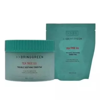 Успокаивающие тонизирующие подушечки Bring Green Tea Tree Cica Trouble 90 листов + сменный блок 90 листов, 180 листов, 1 набор