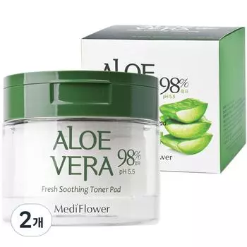 Успокаивающие тонизирующие салфетки Mediflower Aloe Vera Fresh 180 мл, 60 шт., 2 шт.