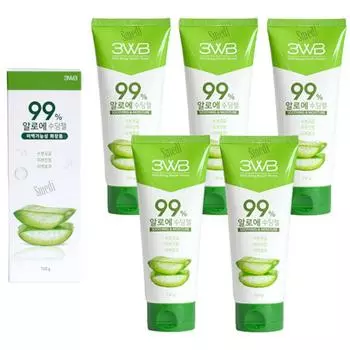 Успокаивающий гель Wellbeing Health Pretty Face Aloe 150 г, 5 тюбиков, увлажнение, успокоение кожи, отбеливающий эффект