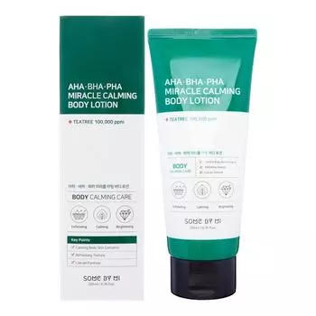 Успокаивающий лосьон SOME BY MI для тела с кислотами 200мл (AHA-BHA-PHA MIRACLE CALMING BODY LOTION), Подарок подруге, девушке, жене, на праздник.