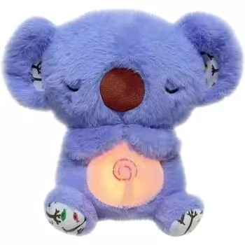 Успокаивающий медведь коала, спящий медведь, плюшевая коала, тревожное дыхание с сенсорными деталями, музыка, свет, ритмичное дыхание, движение фиолетовый