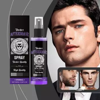 Успокаивающий спрей после бритья. Успокаивающий и увлажняющий спрей для ухода за кожей. Освежающий спрей, глубоко питает кожу после бритья. 100 мл чёрный
