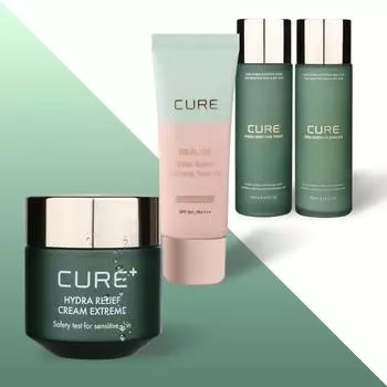 Успокаивающий тоник + эмульсия + крем 4X + солнцезащитный крем Tone-Up от Kim Jeong-moon Aloe Cure Hydra