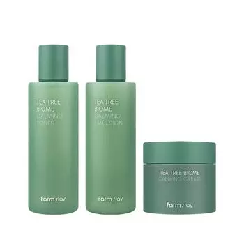 Успокаивающий тоник + эмульсия + крем Farm Stay Tea Tree Biome (2 варианта) 1set