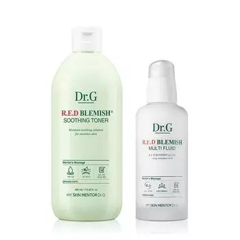 Успокаивающий тоник Dr.G Red Blemish Soothing Toner 400 мл + Red Multi Fluid 100 мл, 1 шт.