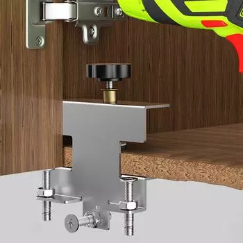 Установка дверцы шкафа Вспомогательное приспособление Установка устройства для фиксации дверной панели Деревообработка Выравнивание дверцы шкафа Позиционирование Инструменты Black