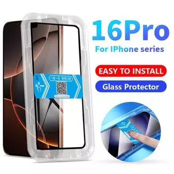 Установка в один клик Закаленное стекло для iPhone 16 15 14 13 11 12 Pro Max X XS XR Защитная пленка для экрана с полным покрытием iPhone 11