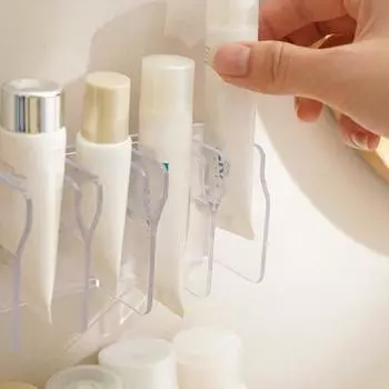 Установка в стойку Прочная самоклеящаяся простая полка для хранения зубной пасты Несущая конструкция слота для карт Полка для ванной комнаты прозрачный