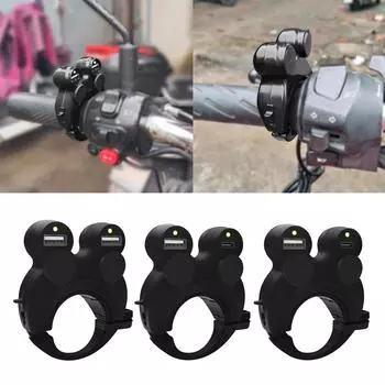 Установленный на руле USB-адаптер питания, быстрая зарядка, USB-зарядка для автомобильного телефона, пластиковая зарядка для телефона, подходит для мотоциклов 2