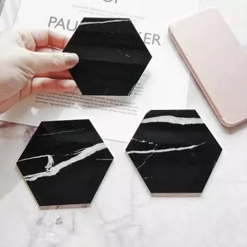 Устойчивая к царапинам гладкая поверхность универсальный мраморный узор шестигранная мраморная подставка для чашки чая подставка для чая 2