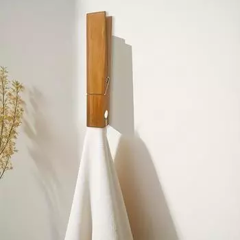 Устойчивая к ржавчине подставка для полотенец из массива новозеландской сосны - Настенная в скандинавском стиле с большими прищепками, Многоцелевое хранение для полотенец, одежды Wooden