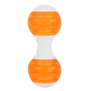 Устойчивая к укусам домашних животных прочная жевательная игрушка в форме штанги со звуком для чистки моляров оранжевый