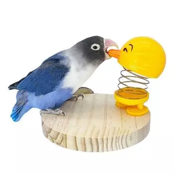 Устойчивая к укусам игрушка-попугайчик с желтой цыпленком, деревянная платформа для укусов птиц, избавляющая от скуки жёлтый