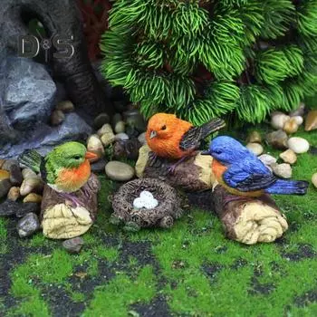 Устойчивая к выцветанию скульптура птицы, нежная деталь, милая фигурка сказочной садовой птицы синий