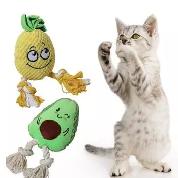 Устойчивое к укусам встроенное звуковое устройство, хлопковая веревка, мягкая снимающая скуку плюшевая мультяшная форма ананаса Pineapple