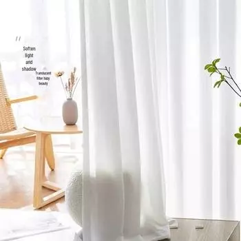 Устойчивые к царапинам занавески для балкона Phantom Light Luxury White - полупрозрачные и утолщенные для спален и эркеров Zero-cut fabric/1 meter белый