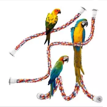 Устойчивые к укусам гибкие жердочки для попугаев, хлопковая веревка, качели для птиц, лестница, избавляющая от скуки S