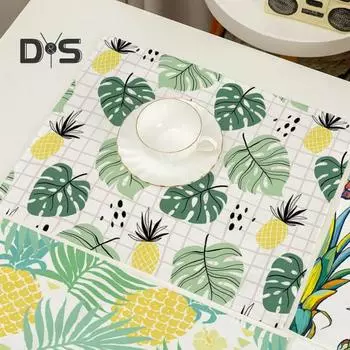 Устойчивый к пятнам коврик для чаши, теплоизоляция, хлопок, лен, нескользящий коврик для чашки с ананасом, декор для рабочего стола