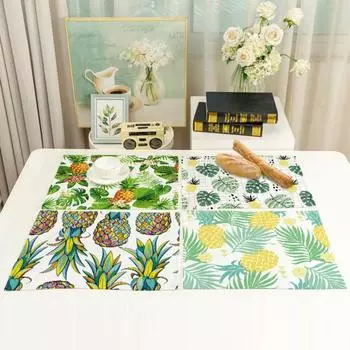 Устойчивый к пятнам коврик для миски, теплоизоляция, хлопок, лен, нескользящий коврик для чашки в виде ананаса, декор для рабочего стола I