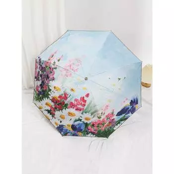 Устойчивый к ультрафиолетовому излучению женский двухцелевой солнечный и дождливый зонт-маргаритка с двойным слоем черного клея