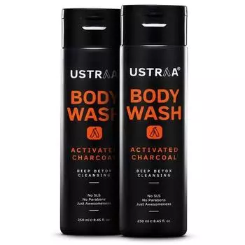 Ustraa Гель для душа с активированным углем, набор из 2 шт., 250 мл — Глубокая детоксикация кожи с активированным углем, увлажнение алоэ вера, очищение