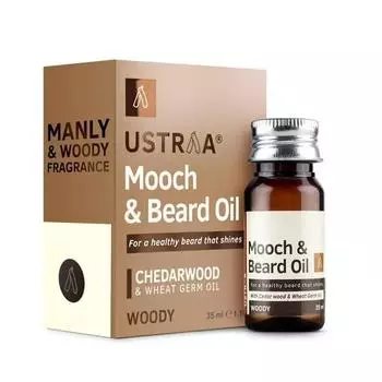 Ustraa Масло Woody Mooch and Beard Oil - 35 мл - Блеск, питание и приятный аромат для бороды | Без парабенов
