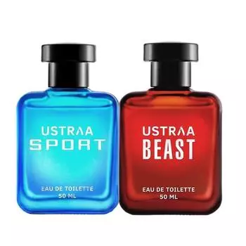 Ustraa Sport EDT Perfume For Men - 50ml | Aromatic, Sweeet, Sensual and Musky Notes & Beast EDT Perfume For Men - 50ml | Woody, Smokey Heart Notes