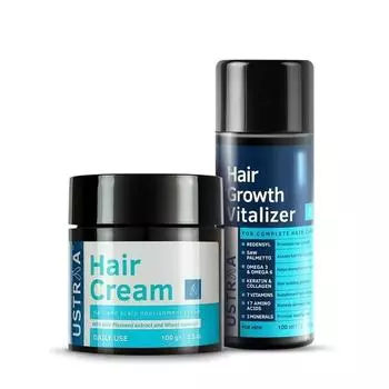 Ustraa Средство для роста волос - 100 мл - Клинически протестировано | С реденсилом, пальмой сереноа | Нелипкий, нежирный крем для волос - Ежедневное использование - 100 г
