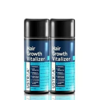 Ustraa Средство для роста волос 100 мл - набор из 2 штук - клинически протестировано | Масло для волос с реденсилом, пальмой сереноа, витаминами, аминокислотами, кератином