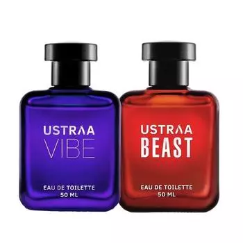 Ustraa Vibe EDT Perfume, 50ml Intense Woody, Citrusy Notes With Sweet Fragrance & Beast EDT Perfume, 50ml