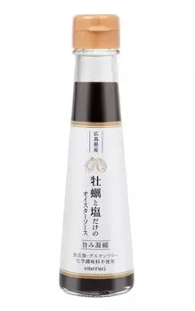 Устричный соус, приготовленный только из устриц Хиросимы и соли. 120 устриц упакованы в одну. Очень богатый. Без добавок [о бутылке]