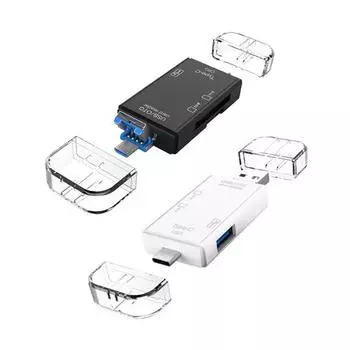 Устройство чтения карт памяти 6 в 1, 480 Мбит/с OTG USB C, устройство чтения карт памяти USB 3.0 для портативных ПК - чёрный