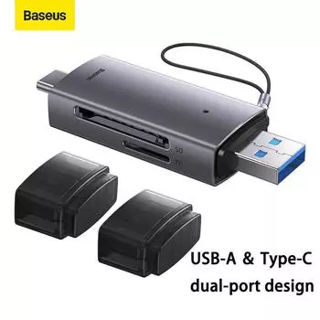 Устройство чтения карт памяти Baseus USB C и USB3.0 для SD Micro SD TF, устройство для чтения карт памяти 104 МБ/с, 2 ТБ, аксессуары для ноутбуков
