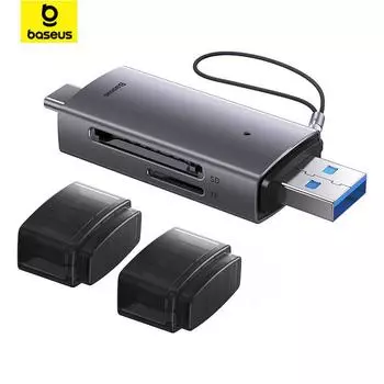 Устройство чтения карт памяти Baseus USB C и USB3.0 для SD Micro SD TF, устройство для чтения карт памяти 104 МБ/с, 2 ТБ, аксессуары для ноутбуков USB-A & Type-C to SD/TF