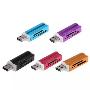 Устройство чтения карт памяти USB2.0 4 в 1 для карт памяти SD/SDHC/Mini SD/MMC/TF/MS A#S красный