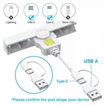 Устройство чтения смарт-карт 2 в 1 с двойным разъемом USB/Type C для Windows белый