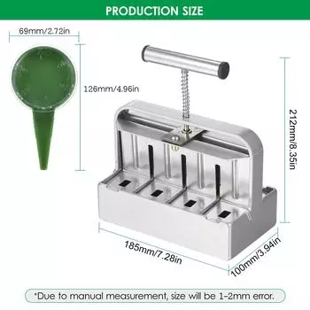 Устройство для блокировки почвы Устройство для создания блоков почвы 2 дюйма, 8-ячеечный набор инструментов для блокировки почвы с семенными штифтами 3 размеров with 8 hole diggers серебряный