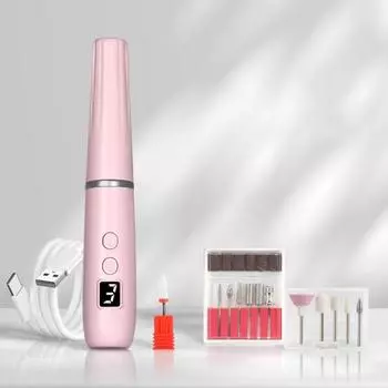 Устройство для дизайна ногтей со встроенным светодиодным дисплеем, электрическая шлифовальная машинка для ногтей, беспроводная пилка для ногтей розовый