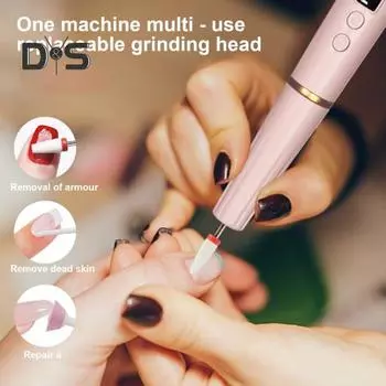 Устройство для дизайна ногтей со встроенным светодиодным дисплеем, электрическая шлифовальная машинка для ногтей, беспроводной набор пилочек для ногтей, маникюр, педикюр, 5 цветных насадок зелёный