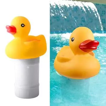 Устройство для дозирования в бассейне, плавающий дизайн, автоматический дезинфектор с таблеткой в виде мультяшной утки, дезинфицирующее средство для бассейна, поплавок для спа-бассейнов жёлтый