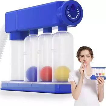 Устройство для дыхательных упражнений для домашнего использования, устройство для тренировки легких с регулируемым измерением объема (300 куб.см/сек - 1600 куб.см/сек.)