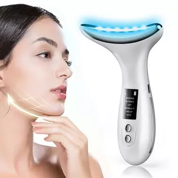 Устройство для красоты лица EMS 6 режимов 4 уровня регулировки интенсивности светодиодный свет вибрация тепло ион многофункциональный ролик для красоты лица легко носить с собой домой белый