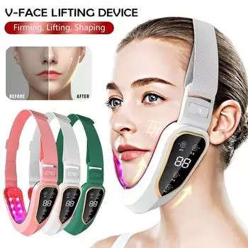 Устройство для лифтинга лица Светодиодная фотонная терапия Вибрационный массажер для похудения лица V Лицо Подбородок Щека Подтяжка Тонкая маска Лифтинг лица Истончение Укрепление