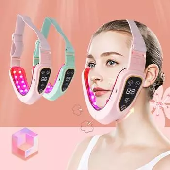 Устройство для лифтинга лица, светодиодная фотонная терапия, вибрационный массажер для похудения, двойной подбородок, V-образный лифтинг щек, EMS массажер для лица 12-speed