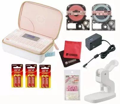 Устройство для написания этикеток King Jim Tepla PRO Girly Tepra Coral Pink 2 типа картриджей Устройство для изготовления именных бирок Кнопка Snap Адаптер переменного тока 6 щелочных батареек типа АА Ткань