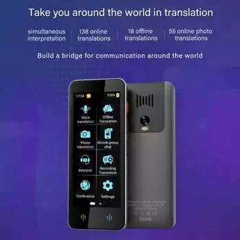 Устройство для перевода языка поддерживает 138 языков, двусторонний голосовой переводчик в реальном времени синий