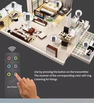 Устройство для поиска ключей Anti Lost на расстоянии 30 м, устройство для отслеживания Anti Lost, пульт дистанционного управления, 1 радиочастотный передатчик, 6 приемников, телефон, кошельки, мини-трекер для домашних животных