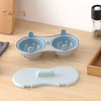 Устройство для приготовления двойных яиц в микроволновой печи с крышкой Съемная сливная корзина Термостойкий пищевой ПП Яйцеварка-пашот Пароварка Кухонный гаджет серый